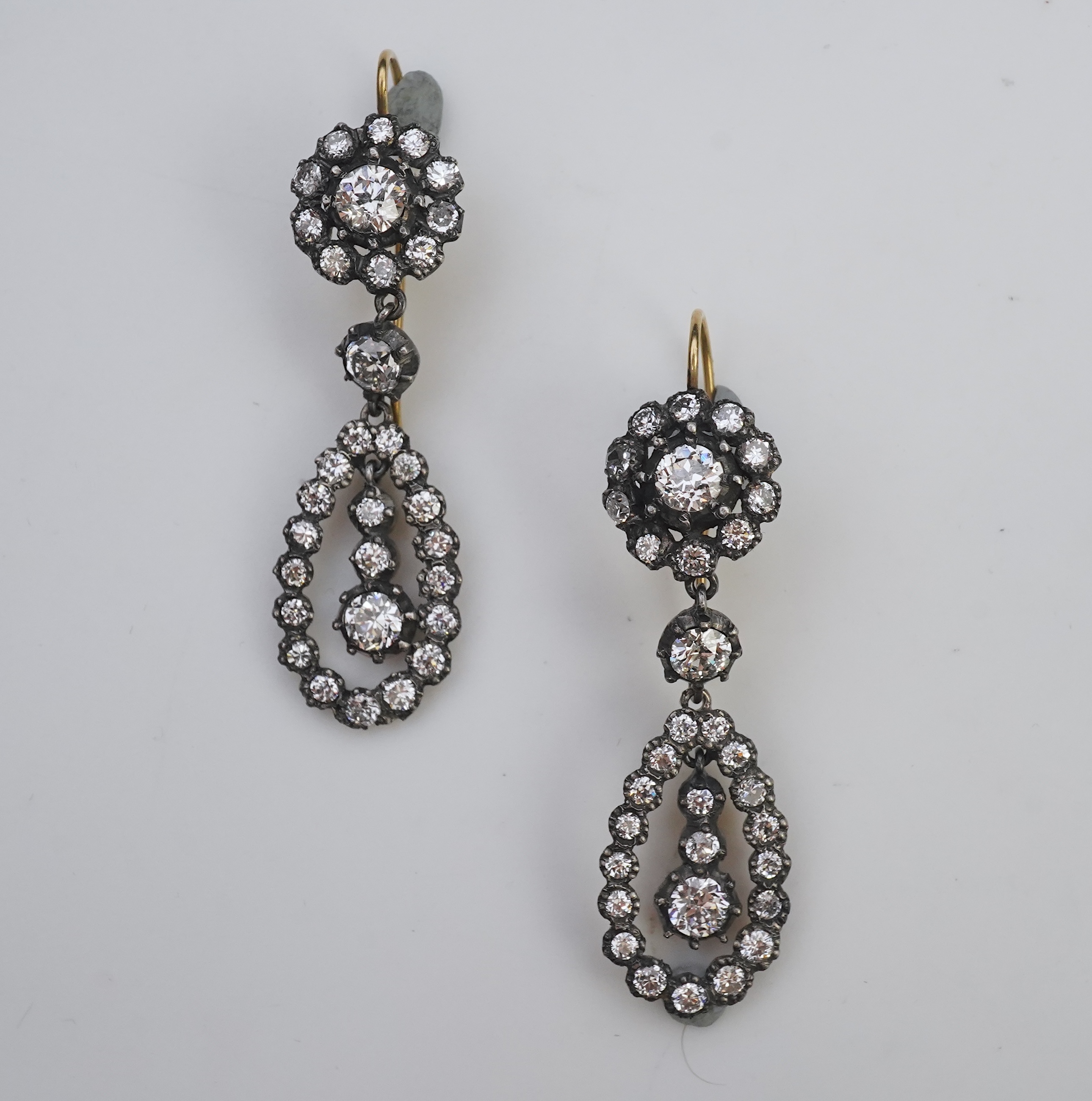 A pair of diamond earrings